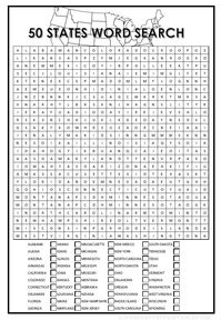 50 States Word Search