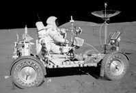 Apollo 15 Commander, David Scott, drives the ‘Moon Buggy’