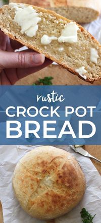 This Rustic Crock Pot Bread is proof that making a delicious loaf of fresh bread in your crock pot couldn't be easier! Who knew?!