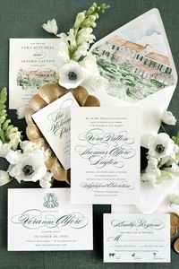 The Vera Suite is a bold yet elegant offering, with a combination of beautiful script lettering and serif for an understated glamorous appeal. With an offering of crest, wreath and monogram styles, and flexible typesetting for either over-the-top script or a more subtle, traditi