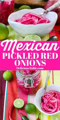 Mexican Pickled Red Onions are quick and easy with no canning. Ready in 30 minutes to top burgers, tacos, salads, or pulled pork sandwiches.