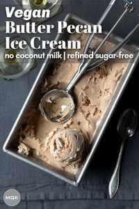 Wholesome, creamy, and rich vegan pecan ice cream thickened with oats and free from refined sugar. #oatmilkicecream #veganicecream