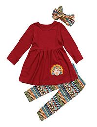 Thanksgiving Day Clothing Sets Kids Baby Girls Long Sleeve Tops...