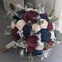 Navy Burgundy and Ivory Sola Wood Flower Bouquet With | Etsy