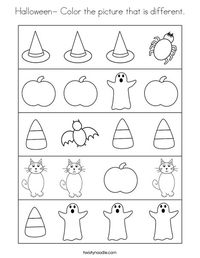 Halloween- Color the picture that is different Coloring Page - Twisty Noodle