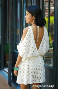 white hippie boho mini dress free crochet pattern | jennyandteddy