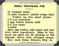 Soda Cracker Pie -- vintage recipe for date pie... want to try as base to modify for different dessert...