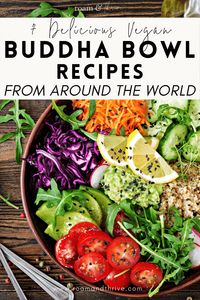 Discover these amazingly delicious vegan buddha bowl recipes inspired by food cultures from around the world, from middle-eastern to Peruvian. Find out how to make them and get ideas for your own delicious plant-based buddha bowls. vegan | plant based | buddha bowl | buddha bowls | vegan buddha bowl | buddha bowl recipes | buddha bowl ideas | buddha bowl vegan