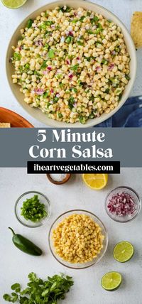 This easy corn salsa recipe is the perfect dip for taco night! This Chipotle corn salsa copycat only takes a few minutes to make.