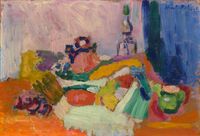 In 1904, while working along the Mediterranean coast, Matisse fully liberated his colors in bold hues that eliminated shadows and defined forms. This experimentation—dubbed fauvism (meaning “wild beasts”)—was a brief but crucial step in Matisse’s lifelong goal of expression through color. Henri Matisse, "Still Life,"c. 1905  #Matisse #color #art #artsed #k12 #teaching