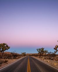 Driving through the desert along the road with a gorgeous California sunset. 📷: Chris Grant