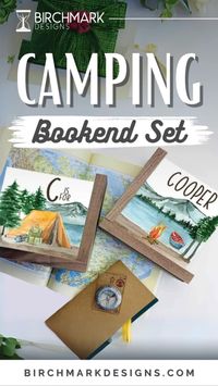 Set up camp on your bookshelf with these custom-made Camping Bookends, perfect for little Izzi's reading adventures. Handcrafted from solid wood with a non-skid base, they capture the spirit of outdoor adventures. Personalize this cozy nook with Izzi’s name, inspiring a lifetime of exploration and love for the great outdoors. #CampingDecor #PersonalizedBookends #NurseryBookshelf