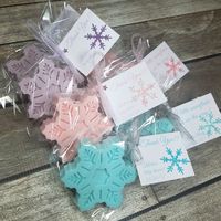 "These winter wonderland baby shower favors are perfect to celebrate the little snowflake and mom to be at her baby shower! The high quality handmade soap is a perfect gift for every guest. The wonder land baby shower favors are usable and won't be left behind or tossed in the trash. If you are having a rustic theme for winter these will match perfectly, but they are also traditional enough for a non-rustic style. The snowflake favors are handcrafted with natural, plant based, organic ingredient