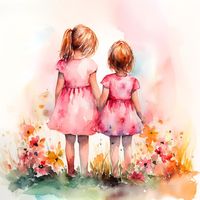 Photo a watercolor painting of two girls... | Premium Photo #Freepik #photo #watercolor-illustration #watercolor-girl #watercolor-drawing #cute-watercolor