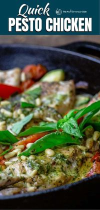 This juicy one-pan pesto chicken is the perfect weeknight meal with whatever vegetables you have on hand. Video & tips included.