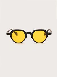 Lens Color:Yellow \nStyle:Vintage \nShape:Geometric \nLens Function:Decoration \nMaterial:PC \nLens Material:PC \nFrame Material:PC \nPattern Type:Colorblock \nElement:None \n