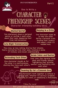 Writing friendships scene ideas and prompts for writing your novel inspiration. Learn how to write deep, meaningful friendships that enhance character development and enrich your narrative. Whether you’re writing a novel, short story, or screenplay, these ideas will help you craft compelling friendships that resonate with readers. Perfect for writers, authors, and storytellers looking to add emotional depth and connection to their storytelling. Pin now for inspiration on writing unforgettable friendships!  #FriendshipIdeas #WritingFriendships #WritingTips #CreativeWriting #HeartwarmingBonds #Storytelling #NovelWriting #WritingAdvice #CharacterDevelopment #AuthenticConnections #WritingInspiration #Authors #WritersCommunity #MeaningfulFriendships #EmotionalDepth #CharacterRelationships #Enha