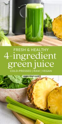 Looking for a delicious green juice recipe that's easy to make, healthy, but also sweet? This juice is jam-packed with nutrients, giving you an energy and immune system boost. #Juicing #JuiceRecipes #GreenJuice #JuiceInspo 💚🌿