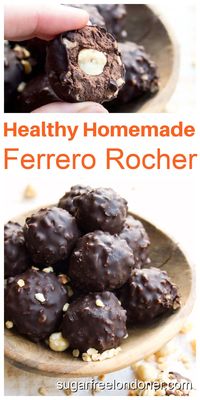 This homemade Ferrero Rocher recipe contains only 5 ingredients! This easy candy recipe is just as creamy, sweet and delicious as the original. You'd never guess it is dairy-free and sugar free!