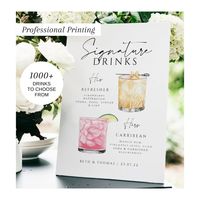 Our Wedding Signature Drinks Sign is printed professionally on high quality 300gsm white linen card. Available in sizes: ❤ 5x7" ❤ A5 - ( 148 x 210 mm ) ❤ A4 - ( 210 x 297 mm ) ✨ MATCHING ITEMS / BUNDLES ✨ https://www.etsy.com/uk/shop/EventfullyMore?ref=profile_header&search_query=#BA2 Or type " #BA2 " in the shops search bar ✨HOW TO ORDER ✨ 1) Choose up to 2 drinks from the listing photos 2) Type your His and Hers Drinks along with there recipes in the personalisation box. For Example : ( His -