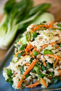 Asian-Style Brown Rice Salad in Orange Sesame-Soy Dressing