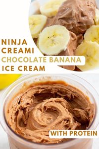 This Chocolate Banana Protein Ice Cream is super easy to make and always comes out deliciously creamy! It is a low-calorie, high-protein ice cream with less than 400 calories for the entire pint!