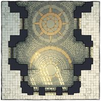 The Celestial Temple Battle Map, A hand-drawn battle map designed for Dungeons & Dragons and other fantasy TTRPGs. There are digital VTT files optimized for Roll20, and printable PDFs with square/hex/no grid options too. Tags: tabletop rpg, dnd 5e, pathfinder, altar, building, cathedral, celestial, church, cleric, dungeondraft, good, hall, holy, map assets, order, paladin, priest, ruin, temple