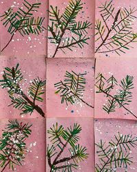 #kindergarten printed the prettiest little pine tree branches! They couldn’t BELIEVE that they were allowed to splatter paint! Inspired… | Instagram