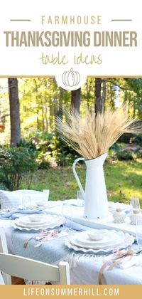 This fall and Thanksgiving celebrate with family with this easy farmhouse autumn pastel table decoration for outdoor or indoor. Detailed table setting ideas and decorations. Each decor piece brings together a lovely tablescape. This Coton Color dinner table will bring a smile to everyone. Whether inside or outside entertaining friends is fun. Simple centerpiece, linens, dishes, table cloth, place settings, silverware, glasses, dipping bowls, charger, platter, dinner plate, salad plate, blank