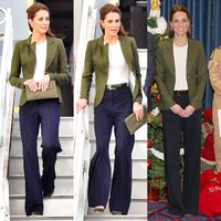 Caroline Covets on Instagram: “Casual Chic in Cyprus! Duchess Kate wore her green @smythebrand blazer with new navy pants by @insidejigsaw and a new clutch by…”