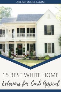 White exterior home ideas with paint colors suggestions. Real life examples of exterior paint color combinations. #whitepaint #whitehouse #paintcolors