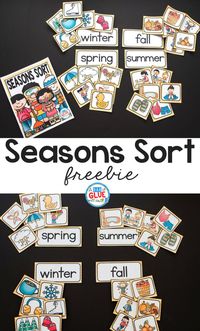 Your students will absolutely love this Seasons Sort printable! The perfect addition to your learning centers. #earlylearning #teachers #seasons