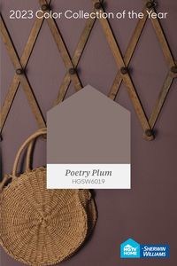 Poetry Plum (HGSW6019), from our 2023 #ColorCollectionoftheYear Vintage Homestead, pairs perfectly with natural wood tones, bringing out its deep, soothing hue to create a comforting space.