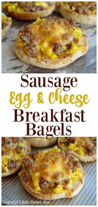 Try these super delicious Sausage, Egg and Cheese Breakfast Bagels for a quick, protein packed breakfast that everyone is sure to love!