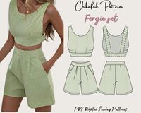 Fergie Set Patternbackless Crop Top Pattern High Waist Short Patternwomen Sewing Patterntwo Pieces Sewing Pattern12 Sizes 00-22 US Sizes - Etsy