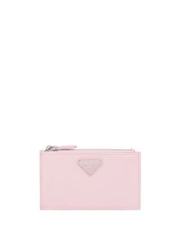 light pink leather silver-tone logo plaque internal logo stamp top zip fastening main compartment rear card slots