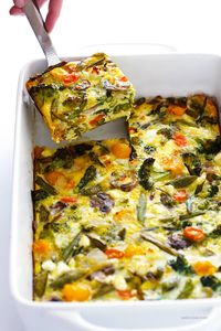 This Spring Vegetable Egg Casserole recipe is the perfect way to highlight all of your favorite seasonal veggies, and can easily be prepared a day early.