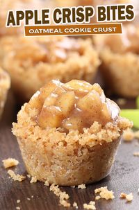 Apple Crisp Bites – A little bite of heaven! Crispy baked oatmeal cookie crust on the outside, soft apple pie on the inside! You’ll be enjoying this awesome dessert in about 30 minutes.