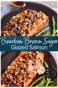 This Brown Sugar Salmon recipe is so simple yet so delicious! Start with a salmon marinade with brown sugar, soy sauce, and bourbon to add lots of flavor. After marinating, glazing, and baking, you'll have the perfect brown sugar glazed salmon that everyone is sure to love!