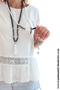 Moroccan Inspired WHITE Alabaster Beaded Long by handmadebyinali