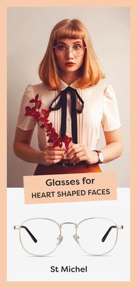 ST. MICHEL by EyeBuyDirect are a fabulous fit for heart-shaped faces. The contrast between sleek, matte gold metal and retro outsize shaped lenses makes these full-rim eyeglasses uniquely trendy. #heartshapedface #eyebuydirect #roundglasses #wireframeglasses #glassesforwomen