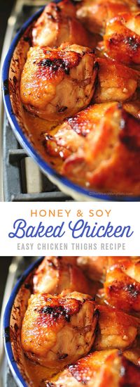 Honey Soy Baked Chicken Thighs Recipe | shewearsmanyhats.com