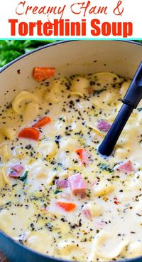 Creamy Ham and Tortellini Soup with White Beans