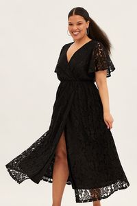 Black Maxi Dress Short Sleeve V Neck Lace | You + All