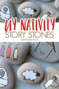 DIY Nativity story stones Christmas activity for kids sunday school preschool