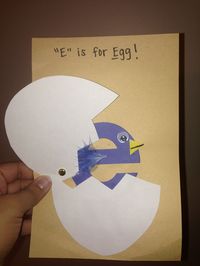 We made eggs for the letter E. This is the example I made for my students. They loved being able to open and close the egg!