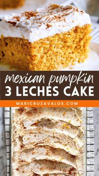 This pumpkin spice tres leches cake is pure autumn comfort in a pan! It's like a warm hug in every bite and that's why I like to make it often during this season. Soaked in three kinds of milk and bursting with pumpkin flavor, it's the perfect ending to any fall meal. Trust me, your family will be begging for seconds!