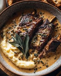 Braised Short Ribs in Creamy Herb Sauce