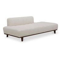 The Bennett daybed offers a blend of Mid-Century Modern and rustic styles for a comfortable and stylish piece. With soft, textured and channel detailed upholstery, complemented by a warm brown ash wood base, this daybed is perfect for lounging. Made with high-quality materials, including 100% polyester, solid wood and high-density foam, this piece is both durable and inviting. The Bennet daybed echoes Mid-Century Modern silhouettes, soft, muted fabrics add a more rustic feel. Made for lounging,