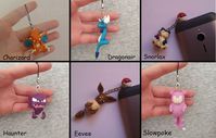 $14.00 Pokemon polymer clay charm, dust plug, charizard, dragonair, snorlax, haunter, eevee, slowpoke  #pokemon #charizard #dragonair #snorlax #haunter #eevee #slowpoke #polymerclay #pokemoncharm #claycrafts #kawaii #cute